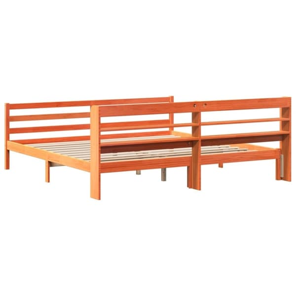 vidaXL Sängynrunko ilman patjaa vahanruskea 180x200 cm täysi mänty
