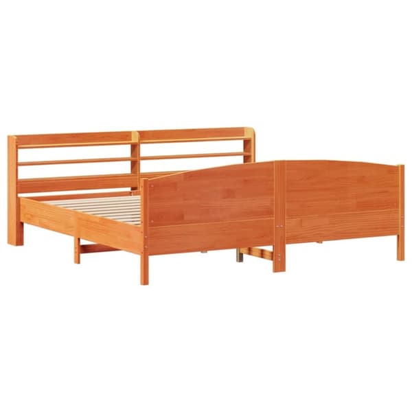 vidaXL sengeramme uden madras 200x200 cm massivt fyrretræ gyldenbrun