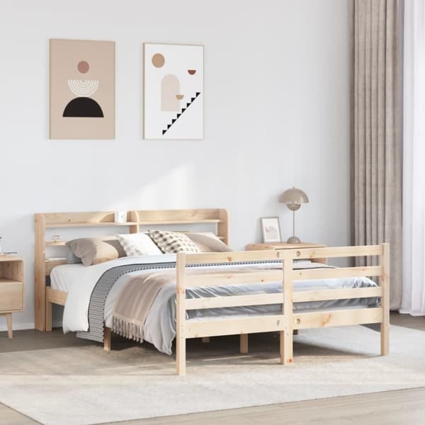 vidaXL sengeramme med sengegavl 160x200 cm massivt fyrretræ
