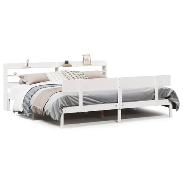 vidaXL sengeramme uden madras 180x200 cm massivt fyrretræ hvid