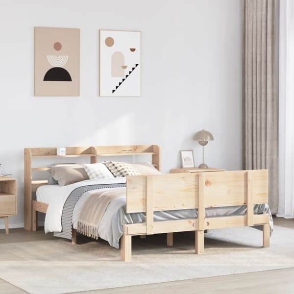 vidaXL sengeramme med sengegavl 140x190 cm massivt fyrretræ