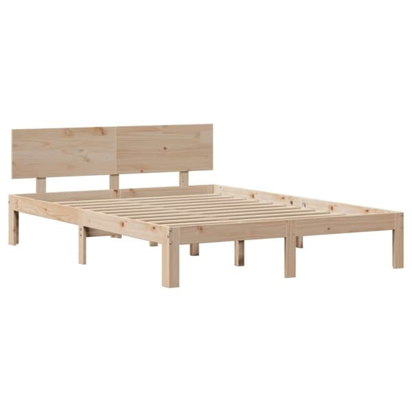 vidaXL sengeramme med sengegavl 140x190 cm massivt fyrretræ