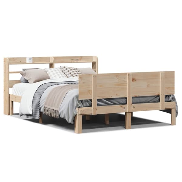 vidaXL sengeramme med sengegavl 140x190 cm massivt fyrretræ