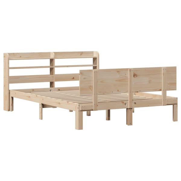 vidaXL sengeramme med sengegavl 140x190 cm massivt fyrretræ
