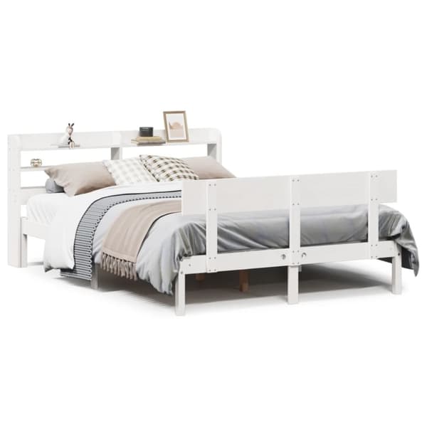 vidaXL sengeramme uden madras 120x190 cm massivt fyrretræ hvid