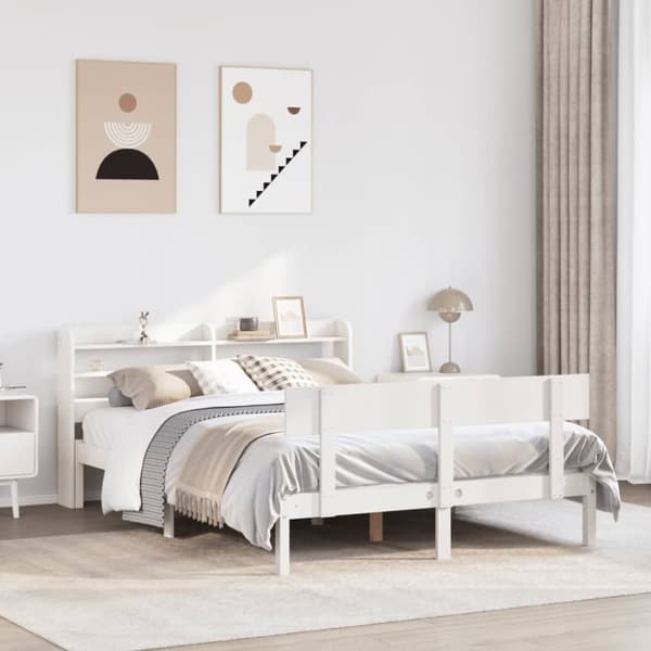 vidaXL sengeramme uden madras 120x190 cm massivt fyrretræ hvid