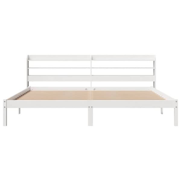 vidaXL Sängynrunko ilman patjaa valkoinen 200x200 cm täysi mänty