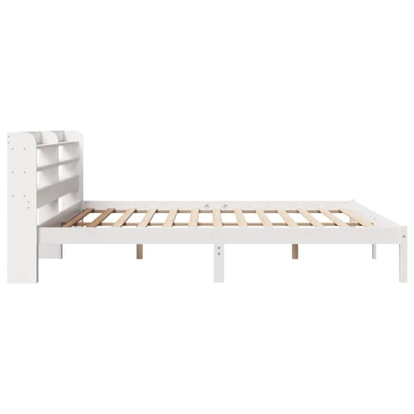 vidaXL Sängynrunko ilman patjaa valkoinen 200x200 cm täysi mänty