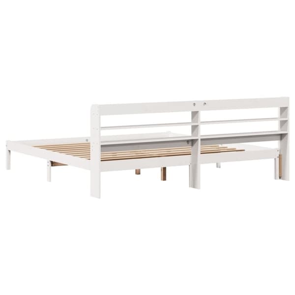 vidaXL Sängynrunko ilman patjaa valkoinen 200x200 cm täysi mänty