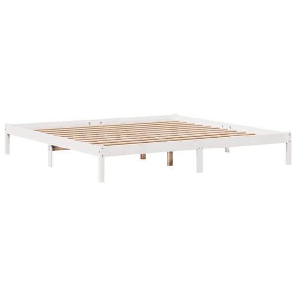vidaXL Sängynrunko ilman patjaa valkoinen 200x200 cm täysi mänty