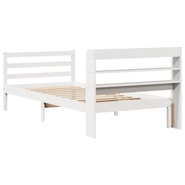 vidaXL Sängynrunko päädyllä valkoinen 75x190 cm täysi mänty