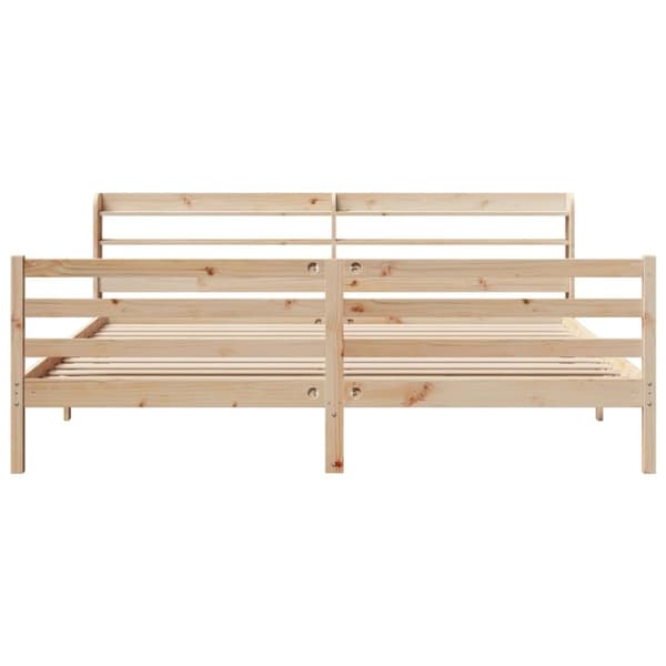 vidaXL Sengeramme med hodegavl 200x200 cm heltre furu