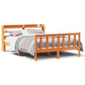 Miniatyrbilde 2 av 11: vidaXL Sengeramme med hodegavl voksbrun 135x190 cm heltre furu