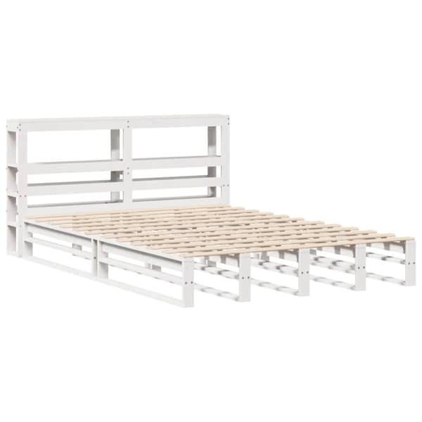 vidaXL Sengeramme uten madrass hvit 150x200 cm heltre furu