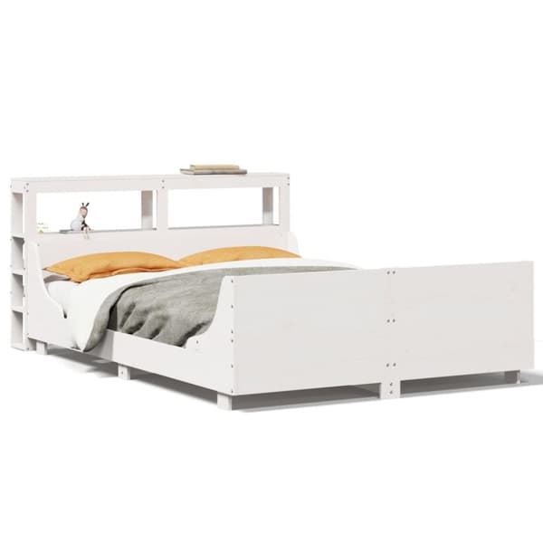 vidaXL Sengeramme uten madrass hvit 135x190 cm heltre furu