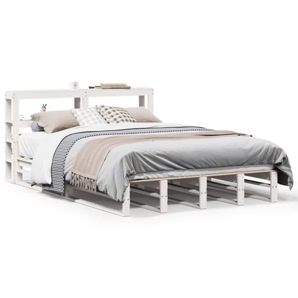 vidaXL sengeramme uden madras 150x200 cm massivt fyrretræ hvid