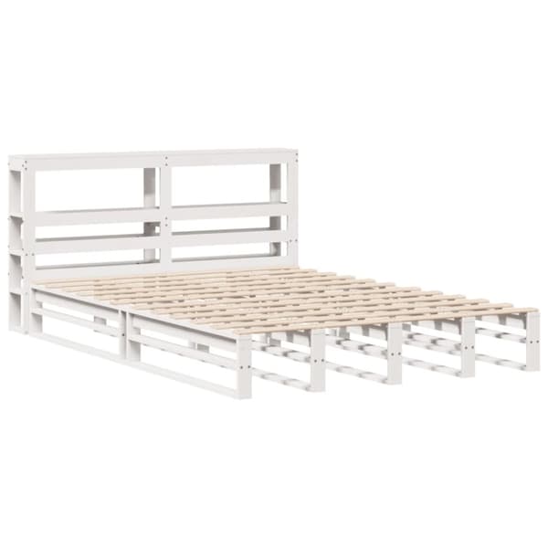 vidaXL sengeramme uden madras 140x200 cm massivt fyrretræ hvid