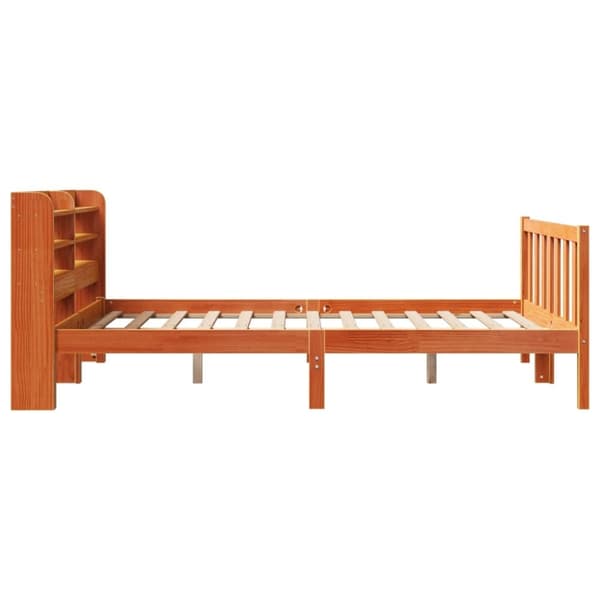vidaXL Sängynrunko päädyllä vahanruskea 135x190 cm täysi mänty