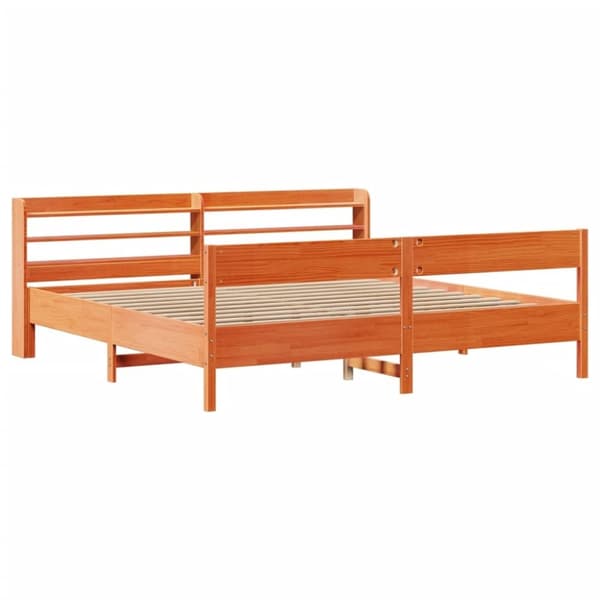 vidaXL Sengeramme uten madrass voksbrun 200x200 cm heltre furu