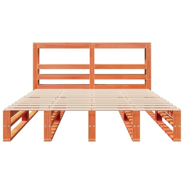 vidaXL Sengeramme uten madrass voksbrun 140x200 cm heltre furu