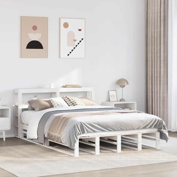 vidaXL Sengeramme uten madrass hvit 140x190 cm heltre furu