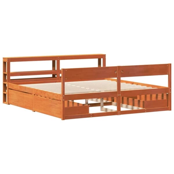 vidaXL Sengeramme uten madrass voksbrun 200x200 cm heltre furu