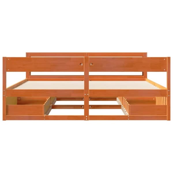 vidaXL Sengeramme uten madrass voksbrun 200x200 cm heltre furu