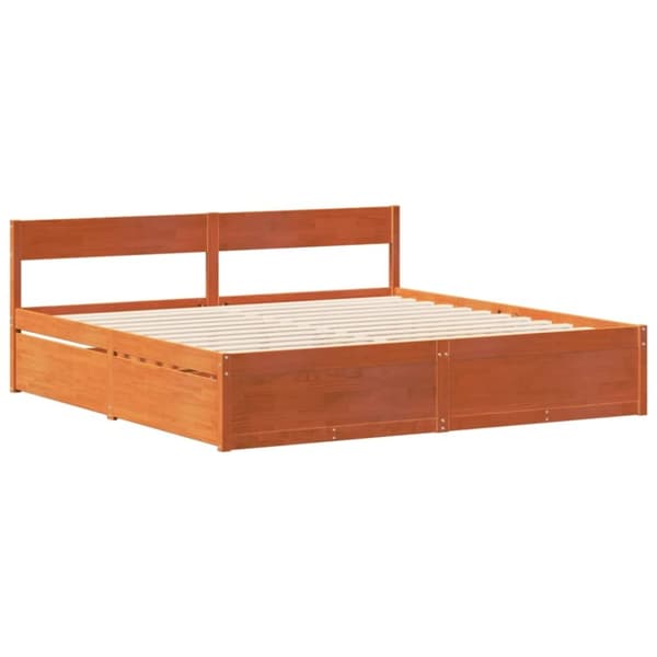 vidaXL Sengeramme uten madrass voksbrun 200x200 cm heltre furu