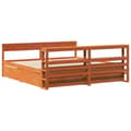 Miniatyrbilde 9 av 11: vidaXL Sengeramme uten madrass voksbrun 200x200 cm heltre furu