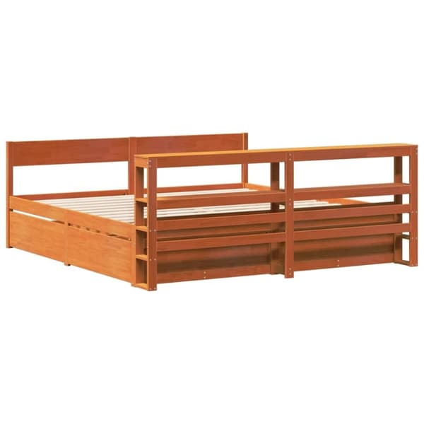 vidaXL Sengeramme uten madrass voksbrun 200x200 cm heltre furu