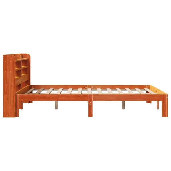 vidaXL sengeramme uden madras 140x190 cm massivt fyrretræ gyldenbrun