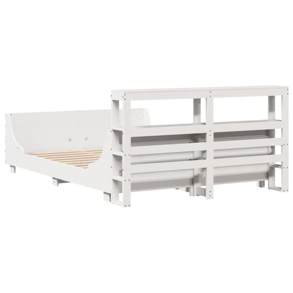 vidaXL Sängram utan madrass vit 160x200 cm massiv furu