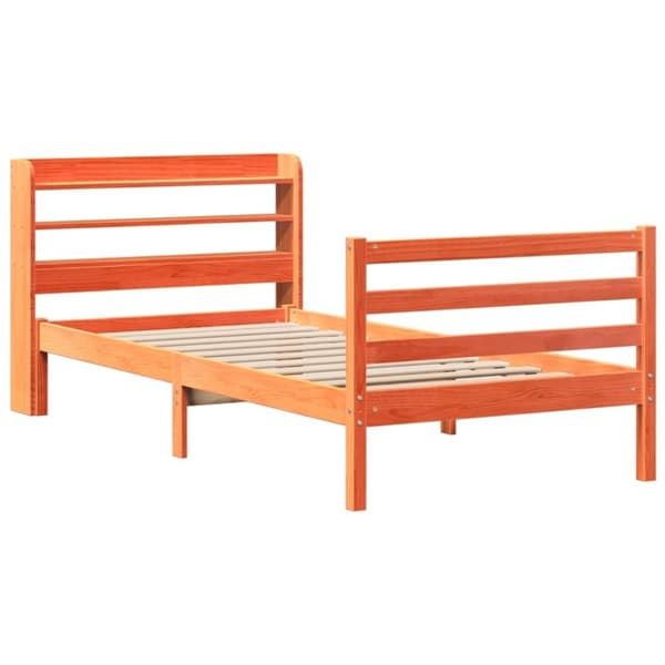 vidaXL Sengeramme uten madrass voksbrun 90x190 cm heltre furu