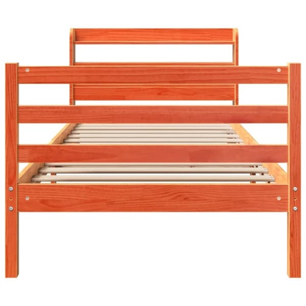 vidaXL Sengeramme uten madrass voksbrun 90x190 cm heltre furu