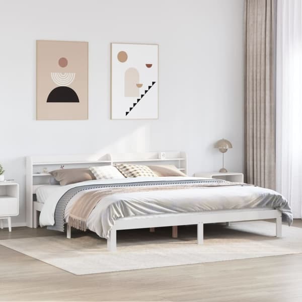 vidaXL sengeramme med sengegavl 180x200 cm massivt fyrretræ