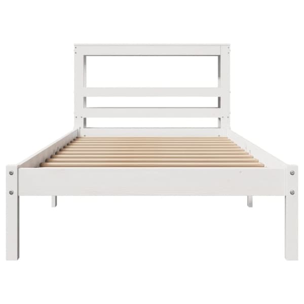 vidaXL Sängynrunko ilman patjaa valkoinen 90x200 cm täysi mänty