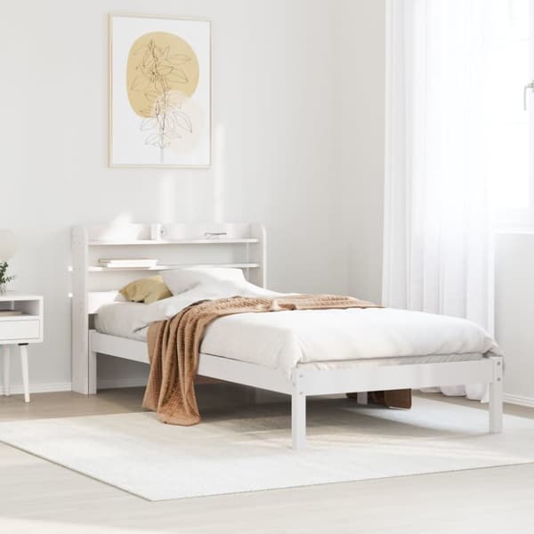 vidaXL Sängynrunko ilman patjaa valkoinen 90x200 cm täysi mänty