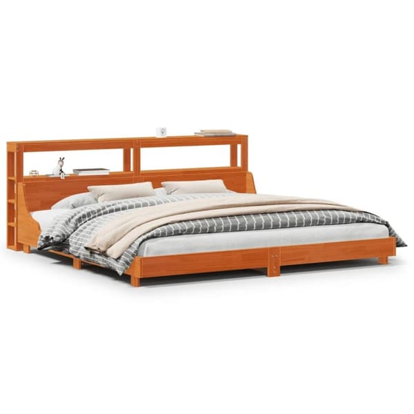 vidaXL sengeramme uden madras 180x200 cm massivt fyrretræ gyldenbrun