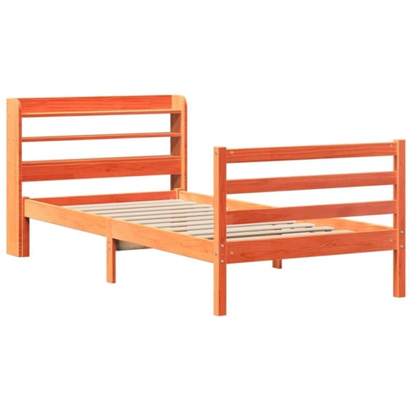 vidaXL sengeramme uden madras 100x200 cm massivt fyrretræ gyldenbrun