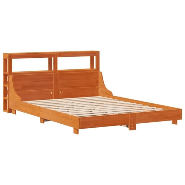 vidaXL sengeramme uden madras 160x200 cm massivt fyrretræ gyldenbrun