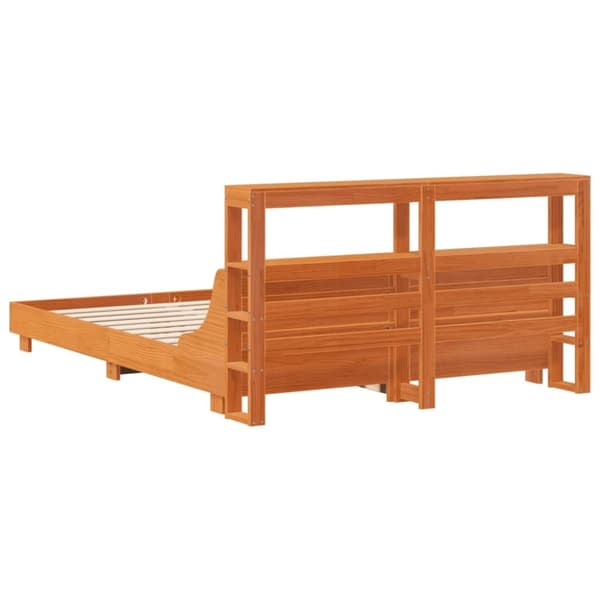 vidaXL sengeramme uden madras 160x200 cm massivt fyrretræ gyldenbrun