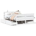 Miniatyrbilde 1 av 11: vidaXL Sengeramme uten madrass hvit 135x190 cm heltre furu