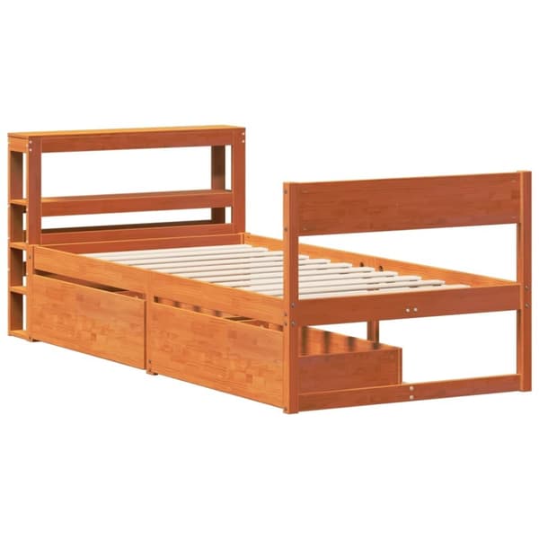 vidaXL Sengeramme uten madrass voksbrun 90x190 cm heltre furu