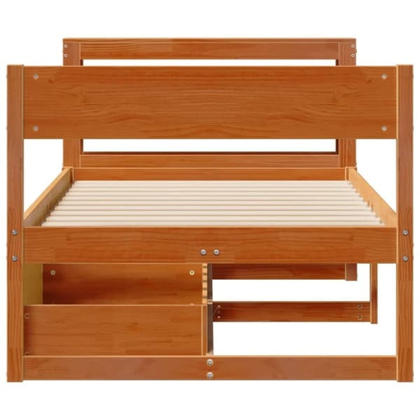vidaXL Sengeramme uten madrass voksbrun 90x190 cm heltre furu