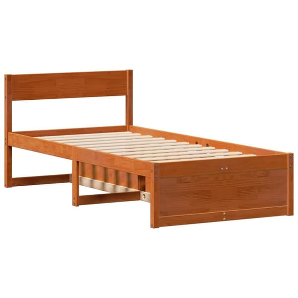 vidaXL Sengeramme uten madrass voksbrun 90x190 cm heltre furu