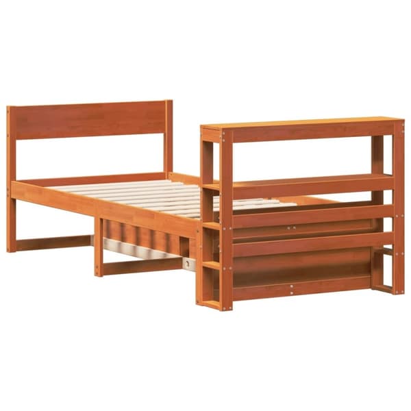 vidaXL Sengeramme uten madrass voksbrun 90x190 cm heltre furu