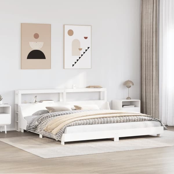 vidaXL sengeramme uden madras 180x200 cm massivt fyrretræ hvid