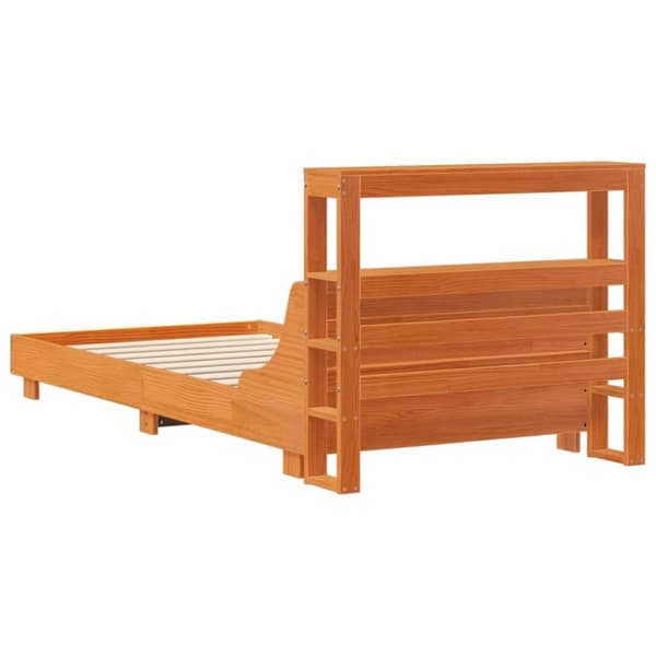 vidaXL Sängynrunko ilman patjaa vahanruskea 90x200 cm täysi mänty