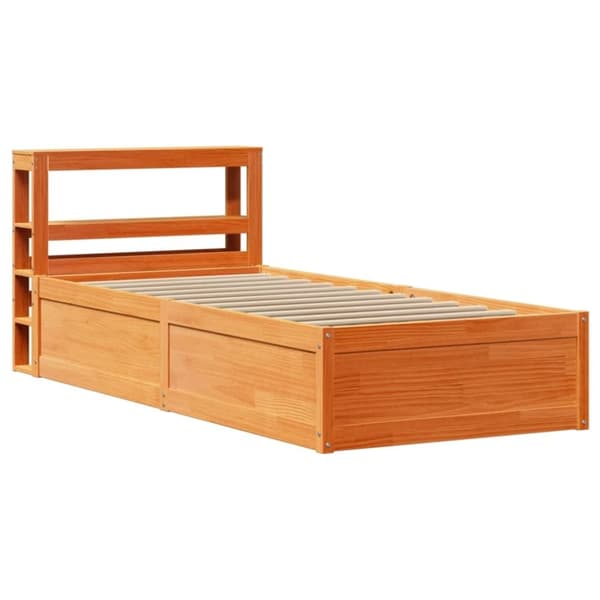 vidaXL Sängynrunko päädyllä vahanruskea 100x200 cm täysi mänty