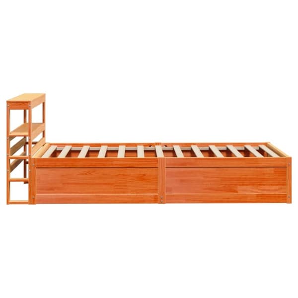 vidaXL Sängynrunko päädyllä vahanruskea 100x200 cm täysi mänty